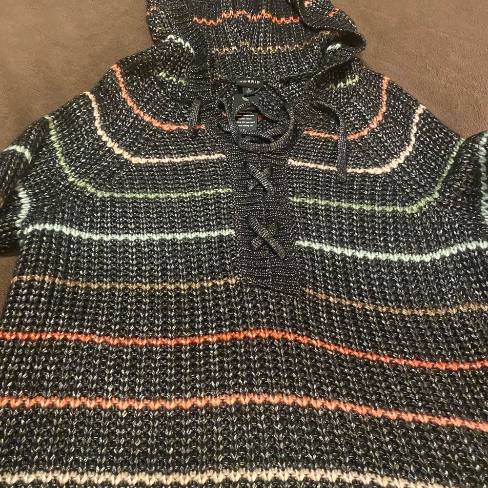 Striped Knit Hoodie Sweater